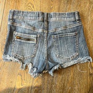 Mid Rise Denim Frayed Shorts